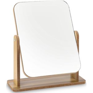 Retadou - Staande spiegel, klein, staande houten tafelspiegel, 25 x 22 cm, vrijstaand, cosmeticaspiegel voor make-uptafel, bureau, slaapkamer, badkamer, afneembaar, eenvoudig