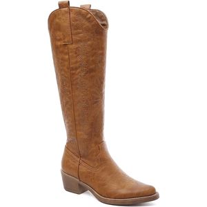 SmileFavorites® Dames Cowboylaarzen met Hak - Camel - Imitatieleer - Maat 36