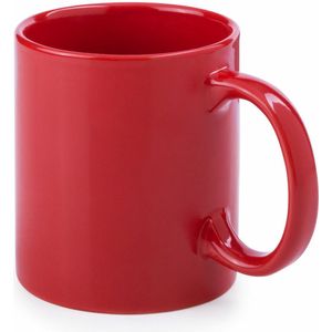 Bellatio Design Koffie mokken/bekers - 1x - keramiek - glans - met oor - rood - 370 ml