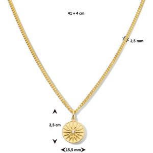 Collier zirkonia 41 + 4 cm zilver verguld