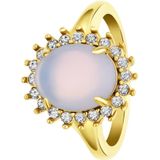 Lucardi Dames vintage ring met bloem opaal – Maat 57 – 18mm - Ring - Cadeau - Moederdag - Staal goldplated - Goudkleurig