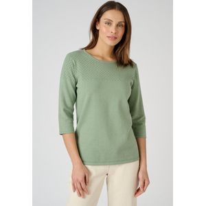 Damart - Trui effen en gestreepte met bloemenprint - Dames - Groen - XS