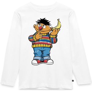 Sesamstraat Ernie Banana Telefoon Premium T-Shirt Kinderen Met Lange Mouwen