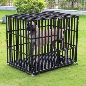 Rakmishop - Metalen Hondenbench - Inclusief slot - Hondenbench XXL - Kooi - Honden kooi - Op wielen - Met sloten - 117x84x96.5 cm - Zwart