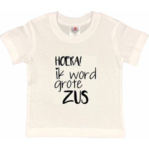 Shirt Aankondiging zwangerschap Ik word grote zus | korte mouw | zwart | maat 86/92 zwangerschap aankondiging bekendmaking Baby big sis sister