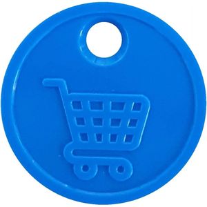 Neutrale winkelwagenmunten € 0,50 formaat - sterk kunststof - 100 stuks - Blauw