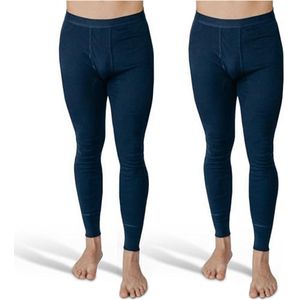 Heren lange onderbroeken 2-pack met gulp en zachte tailleband van 100% katoen