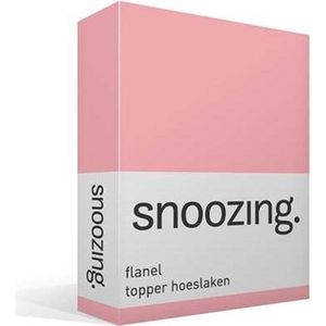 Snoozing - Flanel - Hoeslaken - Topper - Lits-jumeaux - 180x210/220 cm - Roze