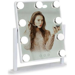 isallure Make up spiegel - Hollywood spiegel - Make up spiegel met verlichting - Make-upspiegel - Hollywood make up spiegel – 25x30 cm - Dimbaar / 3 Lichtstanden ��– wit