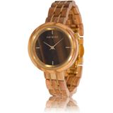 HOT&TOT | Avalon - Houten horloge voor dames - 36mm - Olijfhout - Tijgeroog steen - Goud