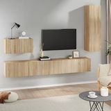 The Living Store TV meubel set Sonoma eiken - 2x 100x30x30cm - 1x 60x30x30cm - 1x 30.5x30x110cm