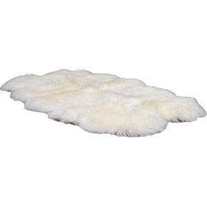 Designer schapenvacht vloerkleed 190 x 120 cm patchwork Ivoor wit; Wit; Creme wit | Hoogpolig vloerkleed natuurlijke vorm.