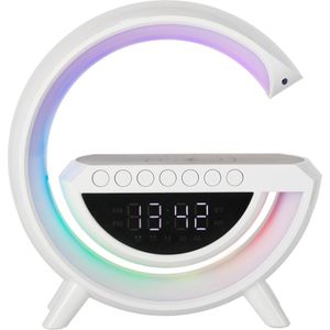 Digitale Wekkerradio - Klokradio Slaapkamer - Draadloze Oplader - Radio - Speaker - Klok - Lamp - 7 Verschillende Wekker Geluiden - 13 Verschillende Lichtkleuren - Enkele Kleuren Of RGB Effect - Voor Volwassen en Kinderen