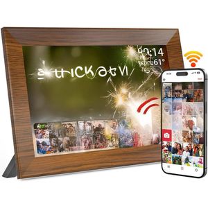 Digitale Fotolijst met Wifi - Fotolijsten - Frameo App - HD Kwaliteit - Hout Effect