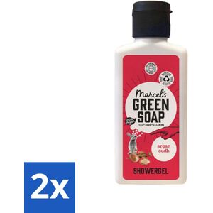 Marcel's Green Soap - Douchegel - Argan & Oudh Mini - Krachtige werking - 100 ml - Voordeelverpakking - 2 stuks