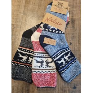 3 Paar - Alpaca Wollen Sokken - Maat 35-38 - Wintersokken - Wandelsokken - Huissokken - Cadeau Artikel