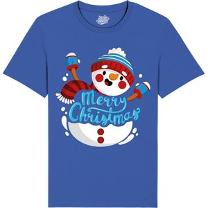 Sneeuwman - Foute kersttrui kerstcadeau - Dames / Heren / Unisex Kleding - Grappige Kerst, Oud en Nieuw en winter Outfit - T-Shirt - Unisex - Royal Blauw - Maat S