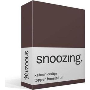 Snoozing - Katoen-satijn - Topper - Hoeslaken - Lits-jumeaux - 160x210 cm - Bruin