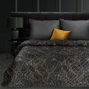 Oneiro’s luxe VICTORIA Type 1 Beddensprei Zwart - 170x210 cm – bedsprei 2 persoons - beige – beddengoed – slaapkamer – spreien – dekens – wonen – slapen