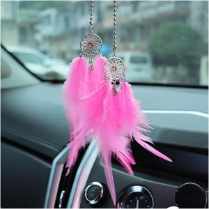 Schattige dromenvanger achteruitkijkspiegel hangend ornament - interieurdecoratie hanger voor vrouwen (roze) .