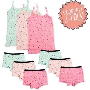Kinderondergoed Funderwear - Hemd/boxers Voordeelset 9st Snoepie - Multicolor - Maat 176 - Meisjes