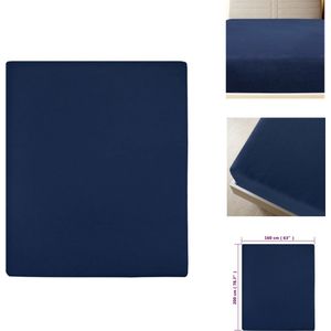 vidaXL Jersey Hoeslaken - Marineblauw - 160 x 200 cm - 100% Katoen - Hoeslaken