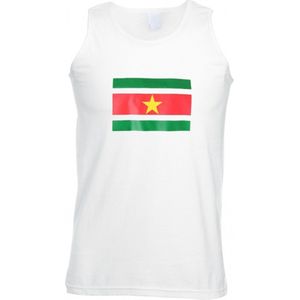 Witte tanktop met de vlag van Suriname L