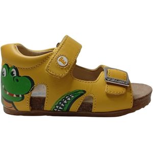 Falcotto - Allyx - Mt 24 - gesp velcro dinosaurus lederen sandalen - Geel