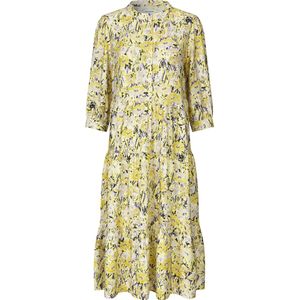 Lollys Laundry Olivia - Midi - Jurk - Bloemenprint - Geel - XL