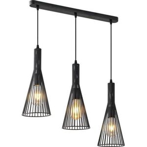 Industriële hanglamp zwart metaal 3-lichts “ Sofia