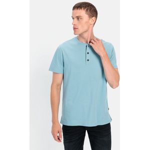 Henley - T-shirt - Blauw - 95% Biologisch Katoen - Knoopsluiting