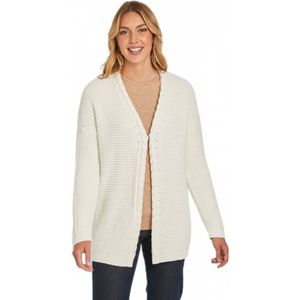 Lang, warm vest met V-hals en drukknoopsluiting