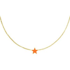 Ketting Star - Yehwang - 38 + 5 cm - Ketting - Stainless Steel - Goud/Oranje