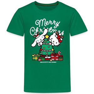 Hello Kitty En Cinnamoroll Kerstontwerp Premium T-Shirt Tiener