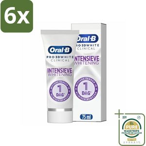 Oral-B - Pro 3D White Clinical – Tandpasta – Radiant White – 75 ml - Voordeelverpakking - 6 stuks - Tandplak - Reinigingskristallen