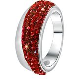 Lucardi Dames Ring met siam kristal - Ring - Cadeau - Staal - Zilverkleurig