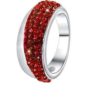 Lucardi Dames Ring met siam kristal - Ring - Cadeau - Staal - Zilverkleurig