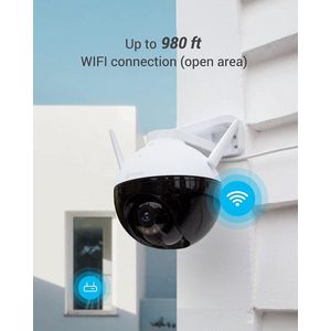 Beveiligingscamera 1080P buiten wifi-bewakingscamera met kleur nachtzicht- pan-tilt outdoor dome camera- IP65 waterdicht- AI menselijke vormdetectie- H.265- Alexa Compatible