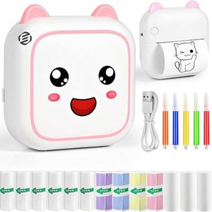 Equivera Mini-Printer - Pocket Printer - Mobiele Fotoprinter - Draagbaar & Draadloos - Leerhulp & Notites