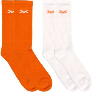 Sokken 2-pack - Oranje/Wit - 78% Katoen, 17% Polyamide, 5% Elastaan