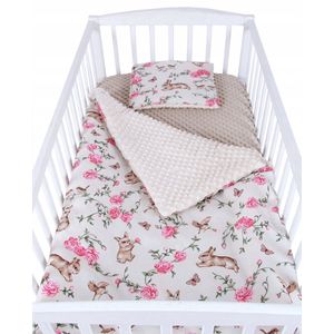 BabyLux Minky Katoen Dubbelzijdig Dekentje met Kussen 75x100cm