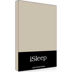 iSleep Perkal Split-Topper Hoeslaken - Litsjumeaux - 180x220 cm - Medium Beige