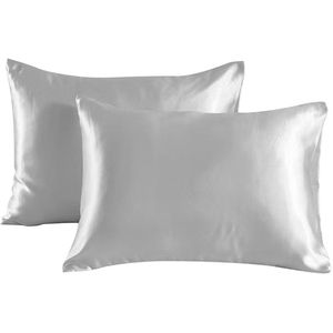 2-delige satijnen kussensloop - zacht en zijdeachtig bedkussen - envelopsluiting - anti-mijt en hypoallergeen - beschermt haar en huid tegen rimpels - 51x76cm