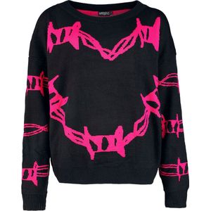 Heartless Barbed Wire Heart Jumper Dames Gebreide trui - zwart/roze - S