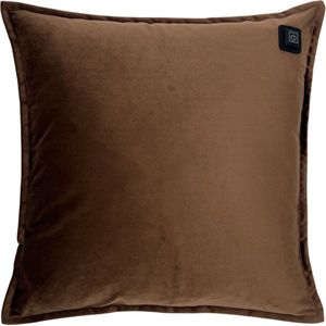 Warmpi® Draadloos Warmtekussen incl. Warmpi® Powerbank (10.000mah) - Fluweel Bruin - Elektrisch verwarmd sierkussen met geïntegreerde kabel van 3m voor opwarming via stopcontact of USB Poort - 3 standen - Kussen 45x45 cm - Zachte Velvet stof