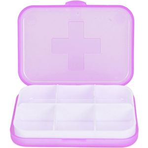 Cabantis Mini Pillendoosje 6 Vakjes - Mini-Pillen Organizer - Mini-Medicijn Doosje - 8,8x6,5x2cm -Roze