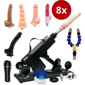 Sex Machine Met 8 Opzetstukken – Dildo’s & Pocket Pussy – Seksmachine - Neukmachine – Fuck machine – Met Gratis Cockring & Buttplug