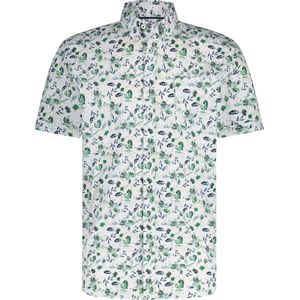 State of Art - Short Sleeve Overhemd Bloemenprint Groen - Heren - Maat M - Regular-fit