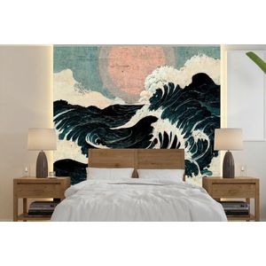 Vintage - Zee - Golven - Zon - Behangpapier