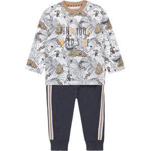 Dirkje-Boys 2 pce babysuit ss-White + aop - Maat 80